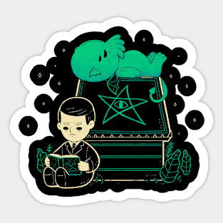 Cute Cthulhu and Lovecraft on House Sticker